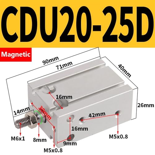 Cylindre magnétique CDU20/25 à installation libre multi-course