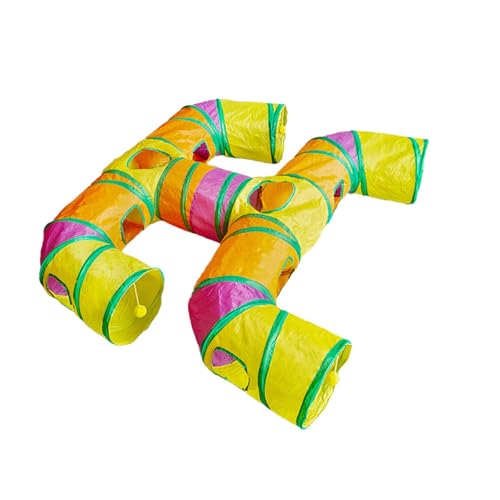 Leefasy Pet Cat Tunnel Tube Multifunctional Lightweight Exercise Hideaway Training with Balls Hideout Activity, Colorful