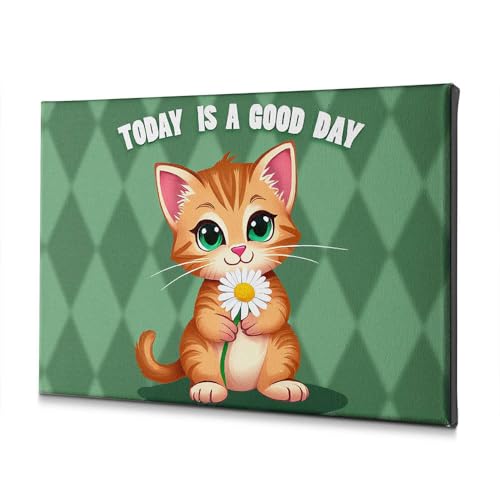 Toile chat marguerite PKRD 20x30 cm pour décoration murale de petite taille