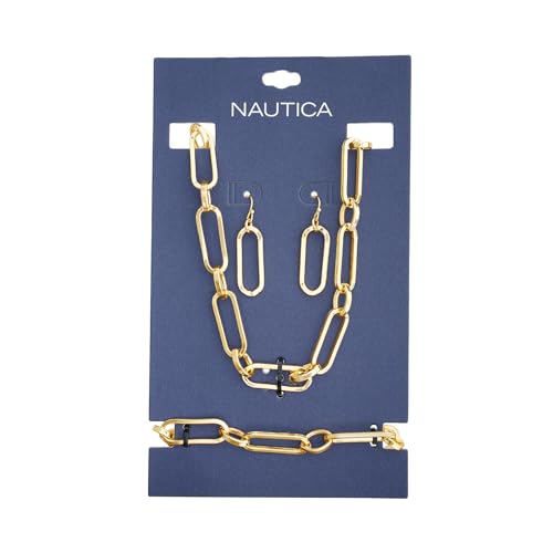 Nautica Link Chain Necklace Earring Bracelet Set for Women - image 5