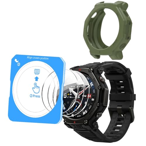 HUADU Amazfit T-Rex3 Pro 48mmp WatchXN[veN^[ ʒu킹tt[t KXtB h~ 𑜓xtJo[ VRP[XJo[ (O[)