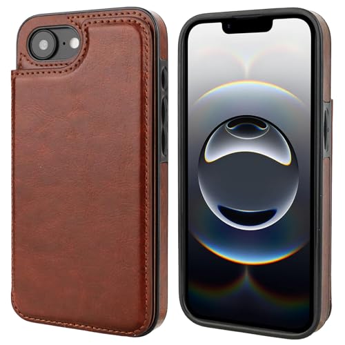 Étui portefeuille iPhone 16 marron : ne perdez plus vos cartes grâce au fermoir - 3