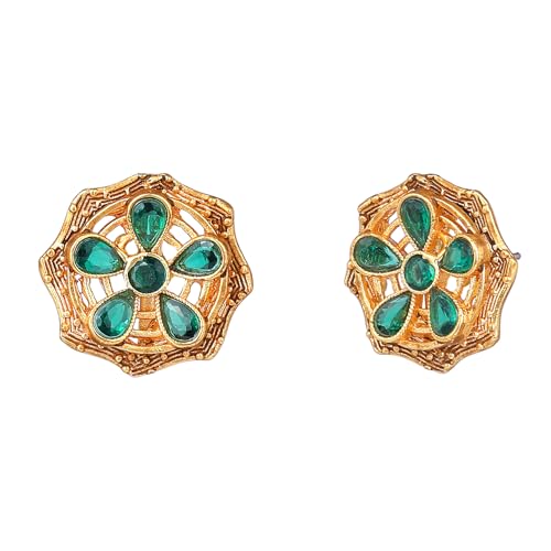 Image of Estele Elegant Flower CZ Stud Earrings with Matte Finish for Women