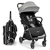 KikkaBoo Passeggino Leggero fino a 22 kg CIELA, Piegatura Automatica, Schienale Reclinabile, da Viaggio, Misura Bagaglio a Mano, Grigio
