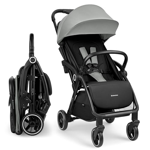 KikkaBoo Buggy Kinderwagen Reisebuggy CIELA, Bis 22 kg, Leicht (7,1 kg), One-Hand-Faltbar, Atmungsaktiv & Wasserabweisend, Inkl. Regenschutz, Grau