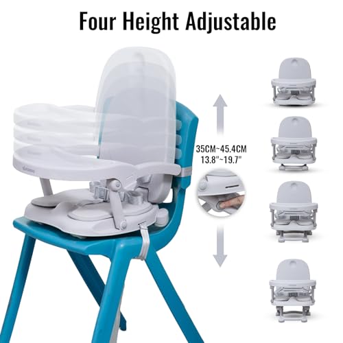 Baby Booster Seat for Dining Table with Removable Tray & Cushion, 3in1 Portable Toddler Booster Seat, 4 Height Adjustable Travel High Chair for Babies and Toddlers - Thumbnail 5