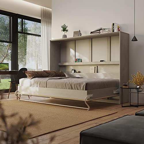 SMARTBett Schrankbett Standard 90x200 120x200 140x200 160x200 Bettschrank Wandbett Beton/Wildeiche 140 Horizontal – Bild 5