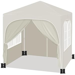 WOLTU Paviljoen, 2 x 2 m, met 4 zijdelen en 4 zandzakken, vouwpaviljoen met halve maandak, tuinpaviljoen, waterdicht, stabiel, uv-bescherming, pop-up partytent voor buiten, in hoogte verstelbaar, met
