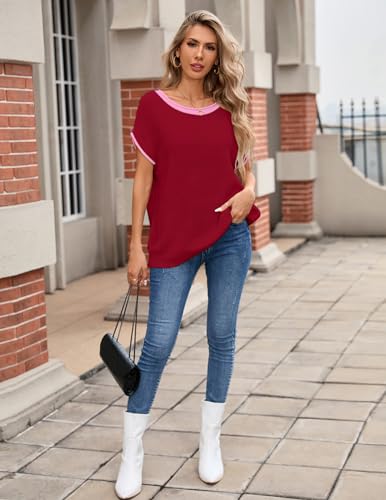 Womens Oversized Lightweight Cute Striped Sweater Vest Spring 2025 Crewneck Hollow Out Thin Cap Sleeve Knit Top4