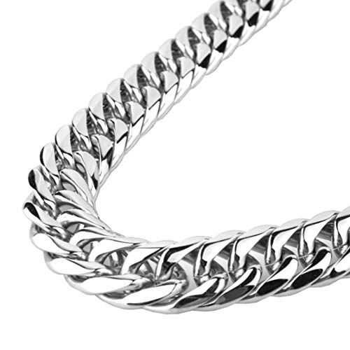 GZMZC Cuban Link Chain Necklace or Bracelet Silver Stainless Steel Curb Chain for Men Boys Jewelry Stainless Steel Hip Hop Big Miami Curb Chains (21mm, 30