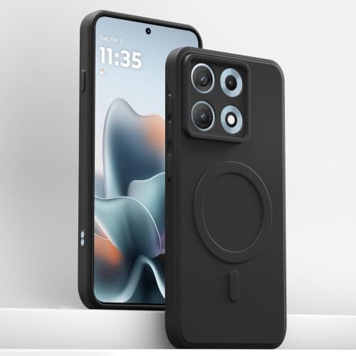Image of Outlouders Back Cover for Motorola Moto Edge 70 Max 5G | Soft Matte Silicone | Slim Fit | Magnetic-Safe Logo Design (Magnetic-Safe Not Compatible) | Shockproof | Camera Protection Bumper Case (Black)
