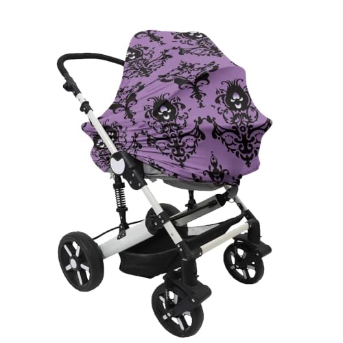 Image of Halloween Car Seat Cover Baby Girl Boy Nursing Canopy, Goth Purple