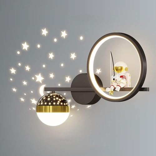 Applique LED Astronauta Dimmerabile Con Proiezione Di Stelle – Lampada Da Parete Per Cameretta (Nero)