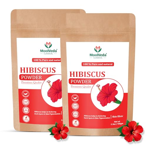 Image of Pure & Organic Hibiscus Flower Powder for Face Packs and Hair Growth & Care, (Pack of 2, 100gm)