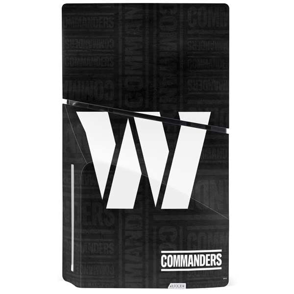Skinit Decal Gaming Skin Compatible with PS5 Slim Disk Console - Officially Licensed NFL Washington Commanders Black and White Design