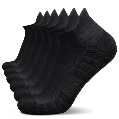 Ankle Socks for Women 6 Pairs - Athletic Anti-blister Thick Cushioned Low Cut Running Socks Womens