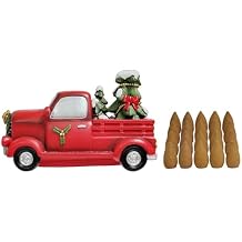Hosley Resin Backflow Incense Cone Holder Christmas Truck Decor Statue, 7" Long Includes 20 Apple Cinnamon Backflow Incense Cones - Aromatherapy Gift for Home D cor & Relaxation