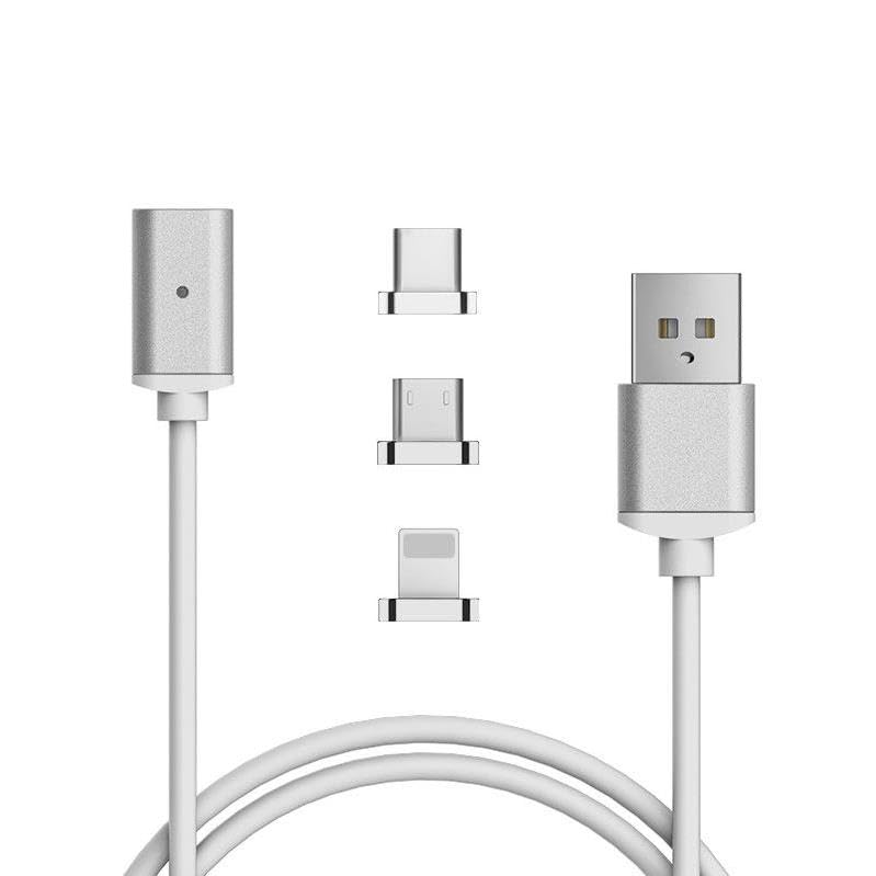 Lunatic 1049 1 Metre Lightning Micro Usb Type C Mıknatıslı Tüm Telefonlar Uyumlu Şarj Kablosu (kablo bozulmasından sıkıldınız mı Manyetik şarj tak çıkar olmadığı için kablo ömrü uzun olacak)