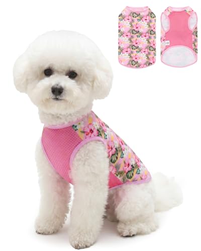 Image of CuteBone Mesh Panel Dog Tank Top - Breathable Dual-Fabric Pet Vest Lightweight Summer Small Dog Shirts - Keep Your Pets Cool, Sun-Protected Outdoors