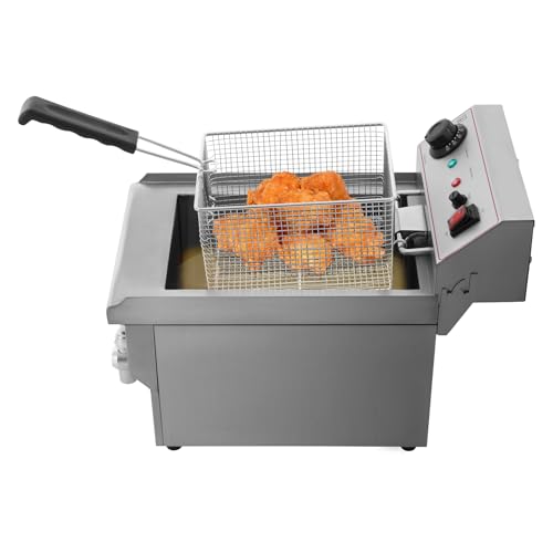 Huile Friteuse Electrique, Deep Fryer, Friteuse, Friteuse, Friteuse Acier Inoxydable 3000W 8L avec Panier, Contrôle de la Température 60-200℃, pour Friture de Frites Poulet Ailes Légumes