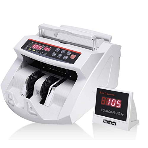 Image of JD9 Note Counting /Currency Counting Machine Note Counting Machine with UV /MG Counterfeit Notes Detection Function and External Display (Counting Speed - 1000 Notes /Min) (White)