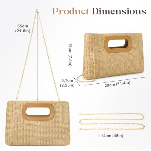 Clutch Purses for Women, Top Handle Straw Purse Handbags, Summer Shoulder Crossbody Bag, Woven Beach Bags Purses — view 4