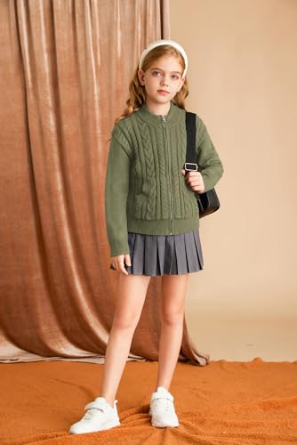 Image of GRACE KARIN Girls Knit Cardigan Sweater Zip Long Sleeve Kids School Uniform Fall Jacket Size 6-14