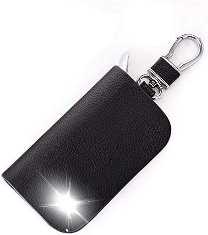 Ubersweet® Genuine Leather Car Key Case Key Wallets Remote Protector Cover for MG 3 6 ZT-T TF ZR ZT GS ZS Key Keychain Holder Color Name Black Size with VIP Logo