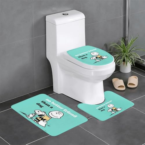 スヌーピー かわいい アニメ 3点セット バスマット トイレマット 便座カバー フタカバー 滑り止め 吸水 人気 漫画 足ふきマット 暖房 ふんわり 洗える 抗菌 防臭