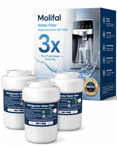 Molifal Water Filter Replacement for GE MWF SmartWater MWFP MWFINT MWFA GWF HDX FMG-1 9991 GSE25GSHECSS WFC1201 GSE25GSHECSS WFC1201 Water Filter 3 Pack