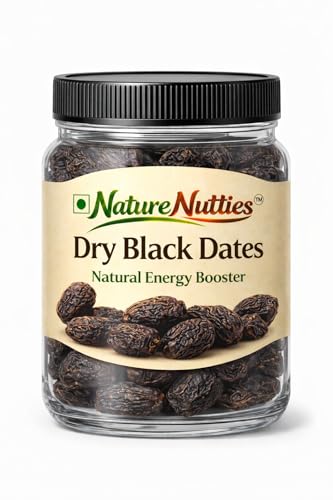 Image of Nature Nutties Dry Black Dates | Premium Quality Kala Khajoor | Naturally Sweet & Nutritious | Healthy Snack (250 Gram)