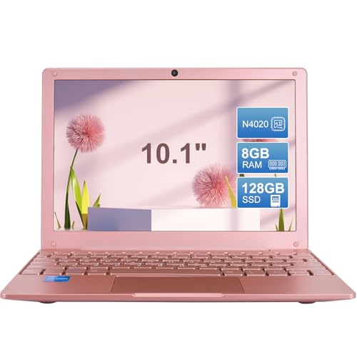 Image of Portable Mini Education Laptop Computer with in tel Celeron N4020 CPU 8GB RAM 128GB SSD HD IPS Screen, Laptop Computer for Learning, Office Work (Rose Gold, 8GB+128GB)