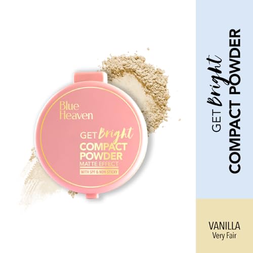 Image of Blue Heaven Get Bright All Skin Compact Powder For Women With Spf Sun Protection, Non Sticky, Oil Free, Matte Finish Light Weight Formula, Vanilla,16 Grams
