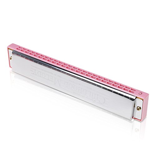 Tsacte Harmonica Polyphony 24 Hole Key Of C Prime For Children, Student, Adult Beginner (Pink) #TOP2