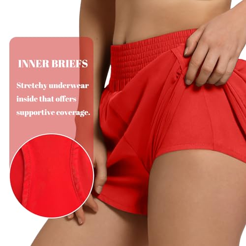 Women's High Waist Athletic Shorts Quick Dry Sporty Workout Running Shorts for Women with Zipper Pocket4