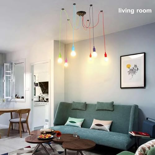Lightess Industrial Pendant Light, Adjustable Chromatic Spider Lamp, DIY Chandelier, Hanging Ceiling Light, Vintage Pendant Lamp for Kitchen, Dining Room, Hotel (6 Heads) - Cosy Home Interiors Lightess Industrial Pendant Light, Adjustable Chromatic Spider Lamp, DIY Chandelier, Hanging Ceiling Light, Vintage Pendant Lamp for Kitchen, Dining Room, Hotel (6 Heads) - Image 2