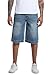 MZNBURAM Men's Non-Stretch Relaxed Fit Wide-Leg Baggy Long Denim Shorts-14 Inseam Below Knee (30, A#Medium Blue)