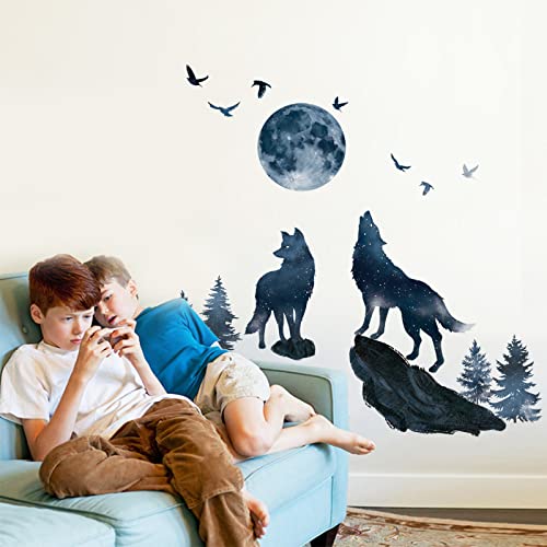 Vinilos Decorativos Wondever Wolf and Moon 4 hojas miniatura 2