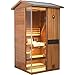 HKXSC Outdoor Sauna Room for 1 Person, Home Steam Sauna with Red Light Therapy and Negative ions, No EMF - Personal Luxury Spa - Made from African Mahogany