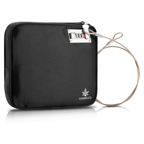 KOSMCCO Anti-Theft Locking Beach Bag, 9x7.5-inch Portable Beach Safe for Securing Your Valuables and Phone – Black Cover