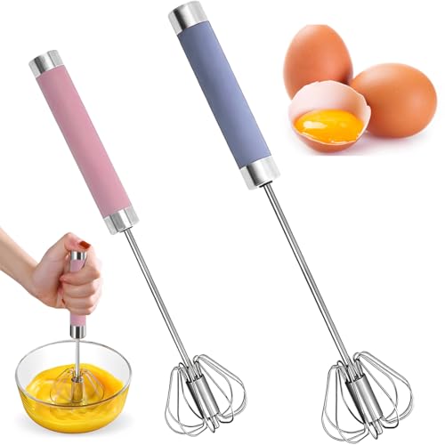 YOFDAL 2 Pezzi Fruste Semiautomatiche, Acciaio,Multifunzionali, Efficienti ed Economiche,Fruste da Cucina (Piccola Rosa + Media Blu)