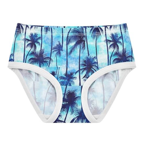 Joisal Tropical Blue Palm Trees Toddler Underwear Floral 2t Cotton Girl Panties Cute Colorful Kids Briefs Undies