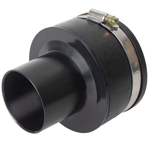 4" to 2.5" Dust Collection Reducer Adapter w/Integrated Rubber Cuff & ABS Connector – 4” Tool Port - 2.5 Inch Shop Vacuum Hose Adapter Airtight Seal, Steel Hose Clamp, Woodworking Dust Collection