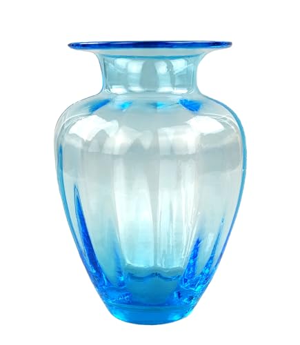 Jarrón decorativo de cristal vintage, jarrón de cristal, estilo retro, 15,5 cm, azul oscuro