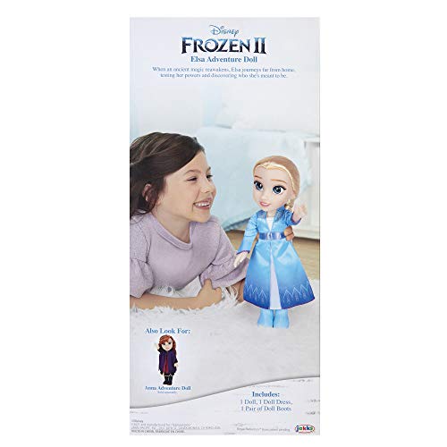 Disney Frozen 2 ELSA Reisepuppe, 35 cm große Puppe mit vom Film inspiriertem Kult-Modekleid, Stiefeln und Langen geflochtenen Haaren für zusätzlichen Spielspaß, für Mädchen ab 3 Jahren