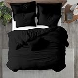 Kotton Culture Super King Juego de edredón con Dos Fundas de Almohada 100% algodón Egipcio (260 cm x 220 cm) Acogedor Juego de Cama Europeo Funda de edredón de Clase de Hotel (Negro)