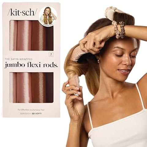 Jumbo Flexi Rod, bezgrzewcze wałki do włosów, kitsch satynowe wałki do loków, 4 szt.