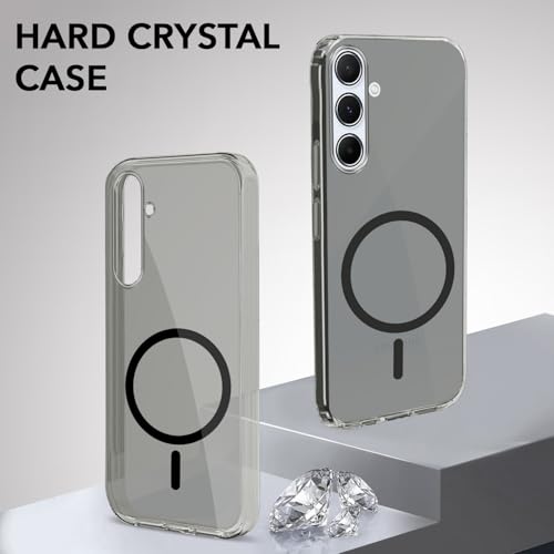 Image of Jkobi Lifetime Anti-Yellow MagSafe Compatible Clear Back Cover Case for Samsung Galaxy A55 5G (Sleek Hard Crystal | Shockproof and Camera Protection)