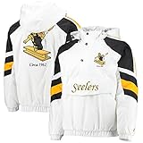 Starter Men's White/Black Pittsburgh Steelers Thursday Night Lights Raglan Half-Snap Hoodie Jacket