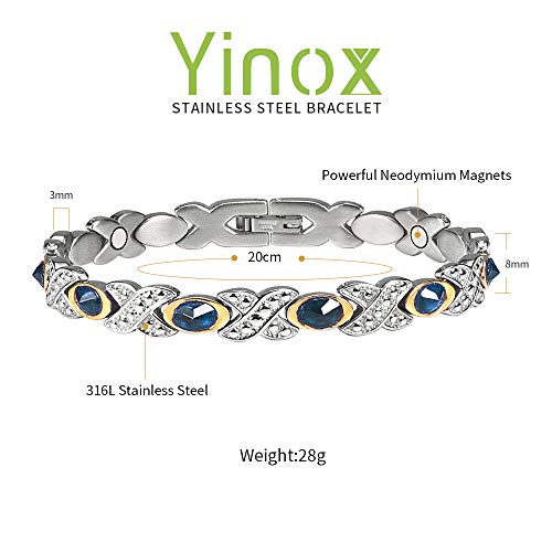 Yinox Womens Stainless Steel Bracelets Anklet, Magnetic Bracelet Anklet For Pain Relief,Gemstone With Blue Fashion,Women's Valentine's Day Mother's Day Jewelry Gifts (Bracelets) #TOP3